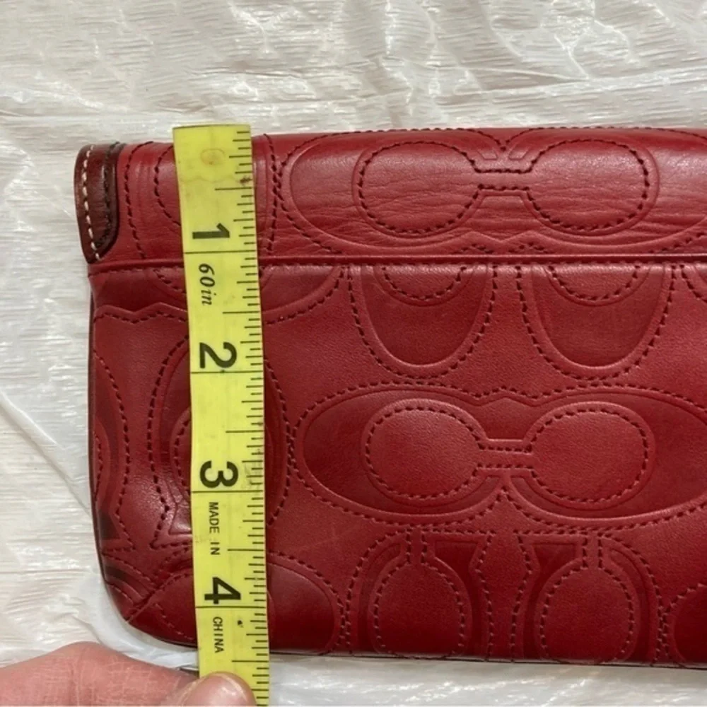 Coach vintage y2k red leather signature embossed c wristlet mini clutch bag